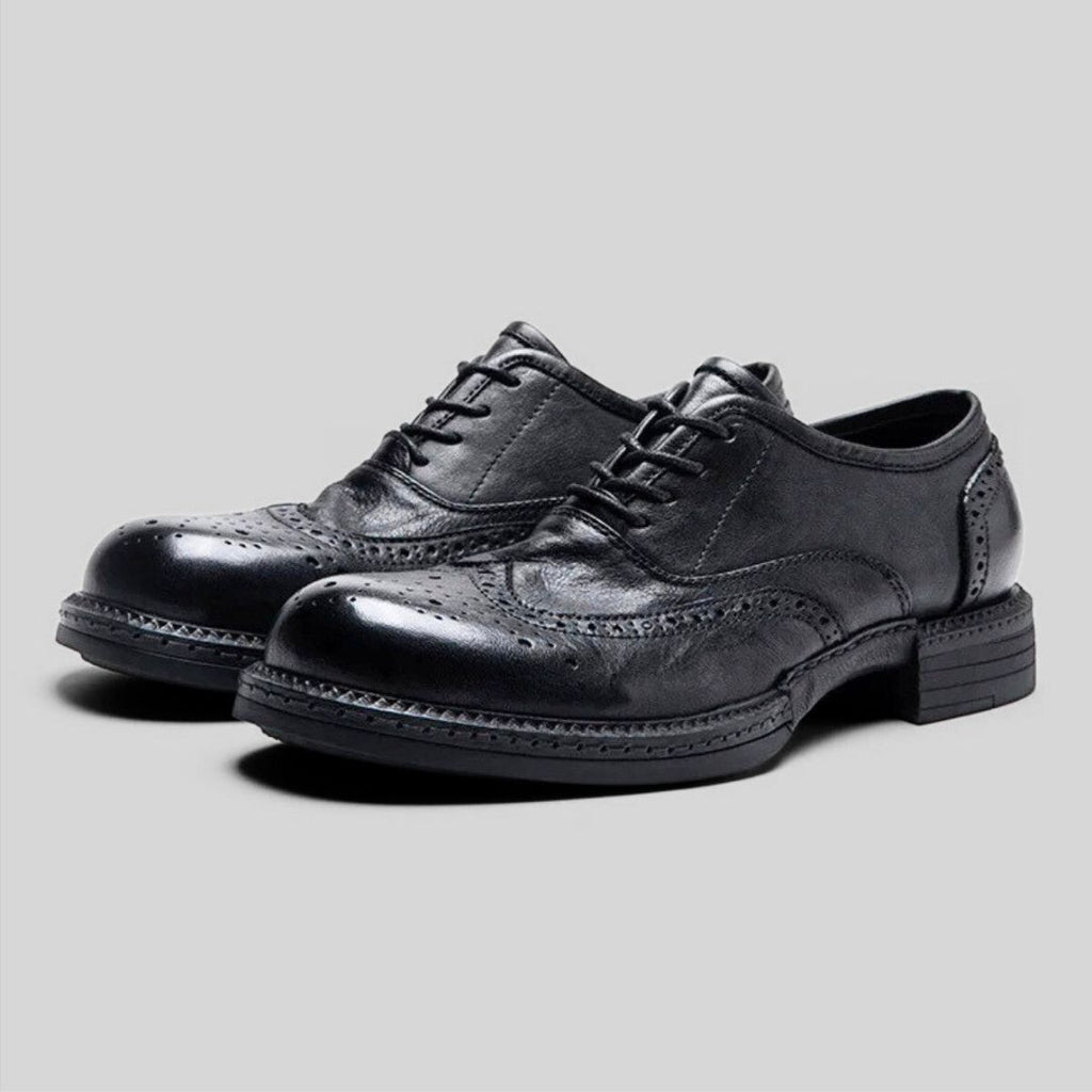 Zapatos Derby Brogue de Cuero para Hombre – Suela Gruesa y Detalles Cowboy