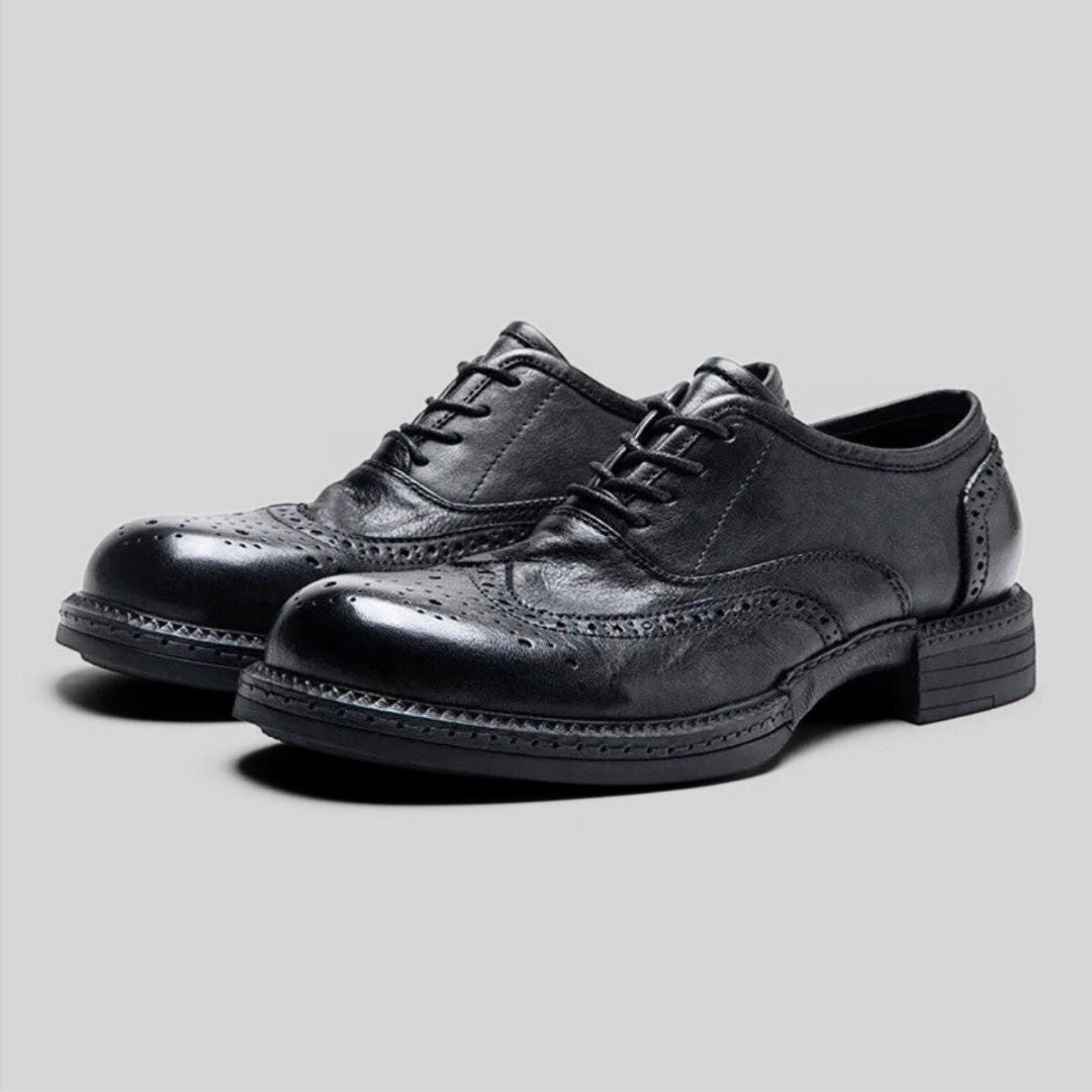 Zapatos Derby Brogue de Cuero para Hombre – Suela Gruesa y Detalles Cowboy
