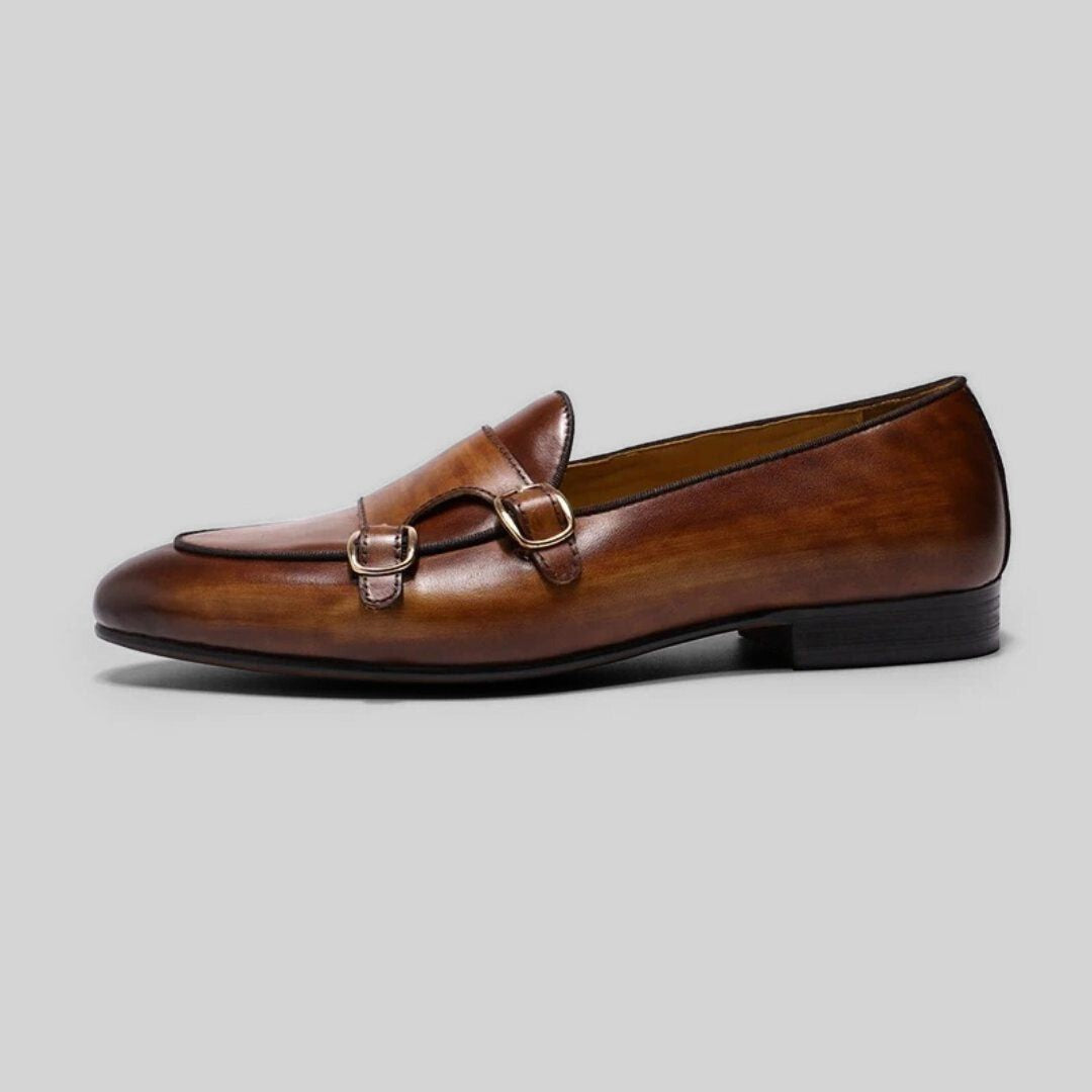 Mocasines de Cuero Vintage para Hombre – Monk Strap y Suela Cómoda