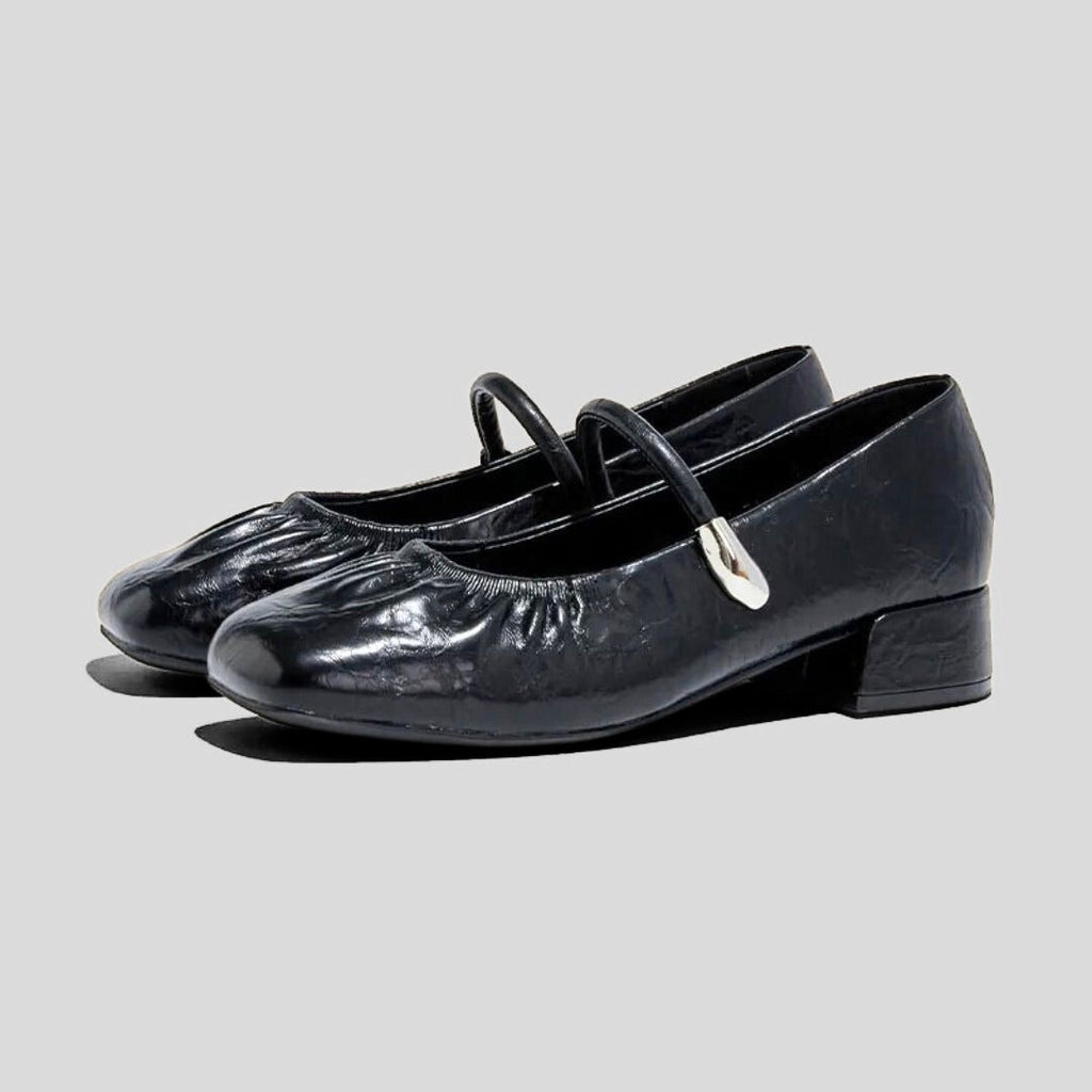 Zapatos Mary Jane de Cuero Dividido – Punta Cuadrada y Tacón Medio