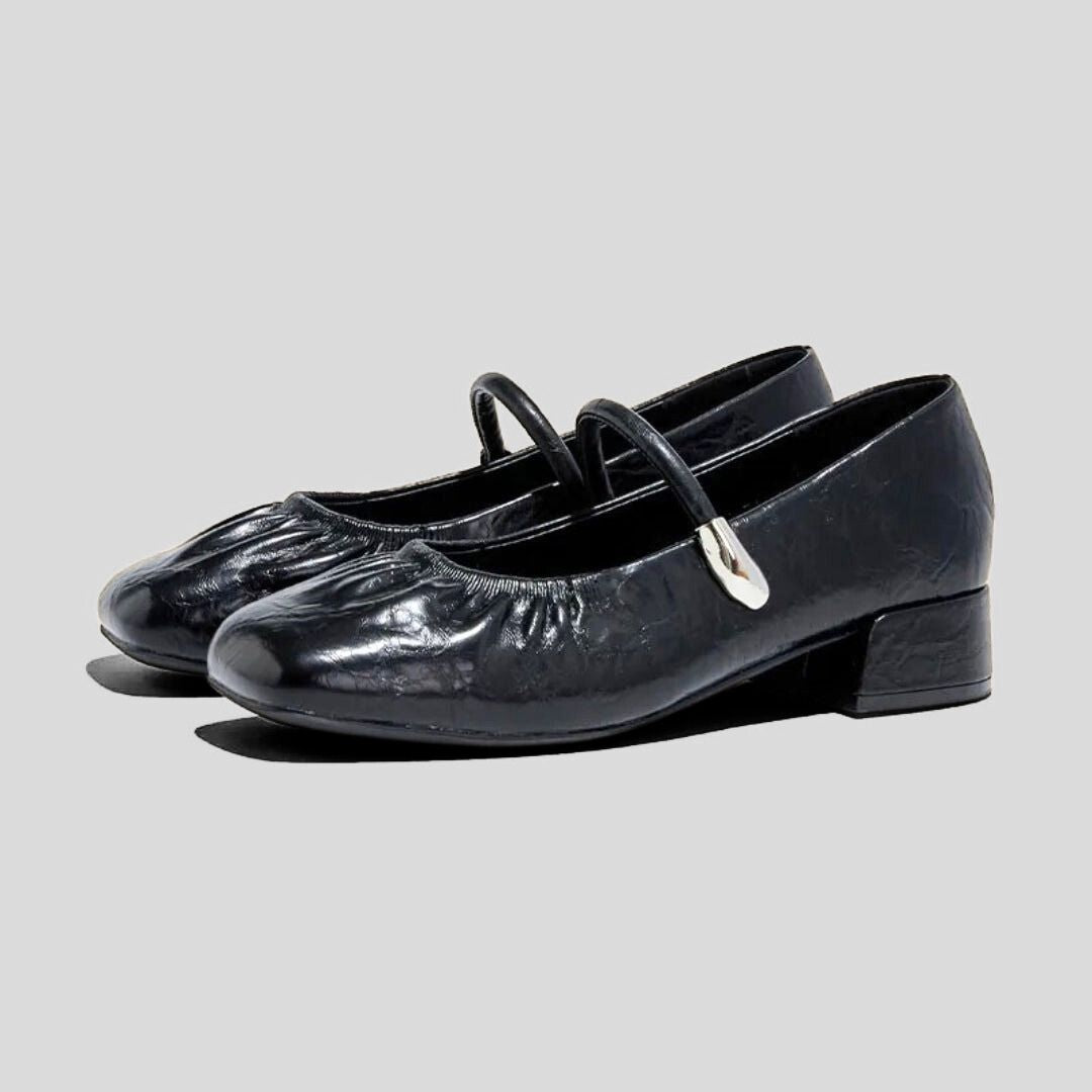 Zapatos Mary Jane de Cuero Dividido – Punta Cuadrada y Tacón Medio