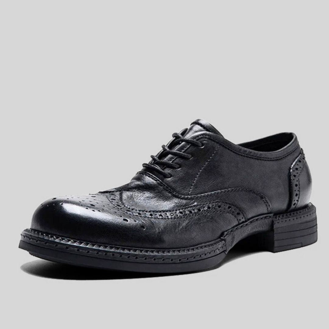 Zapatos Derby Brogue de Cuero para Hombre – Suela Gruesa y Detalles Cowboy