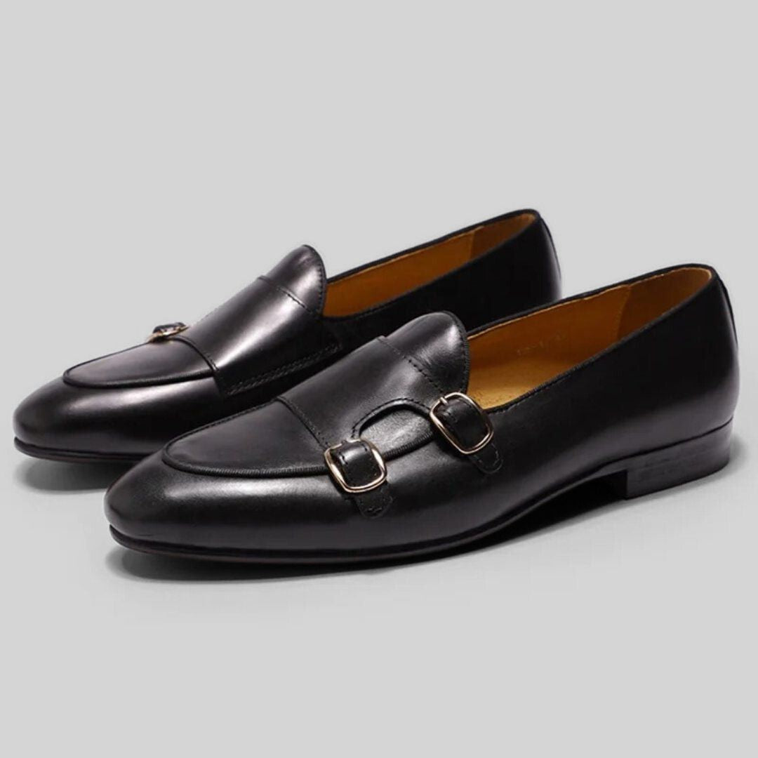 Mocasines de Cuero Vintage para Hombre – Monk Strap y Suela Cómoda