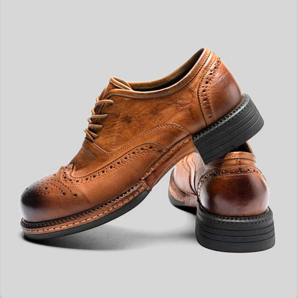 Zapatos Derby Brogue de Cuero para Hombre – Suela Gruesa y Detalles Cowboy