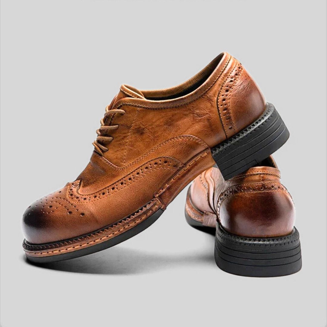 Zapatos Derby Brogue de Cuero para Hombre – Suela Gruesa y Detalles Cowboy