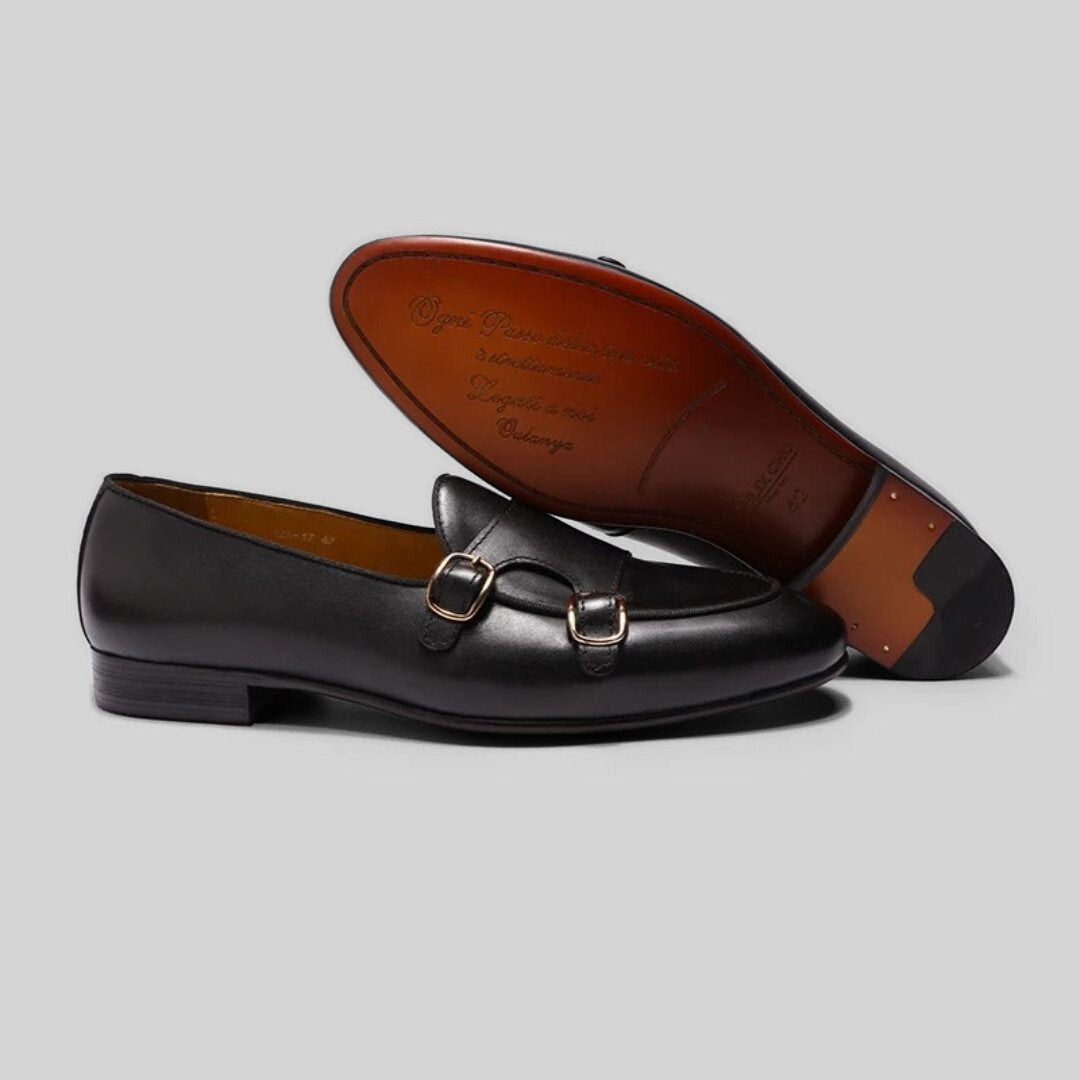 Mocasines de Cuero Vintage para Hombre – Monk Strap y Suela Cómoda